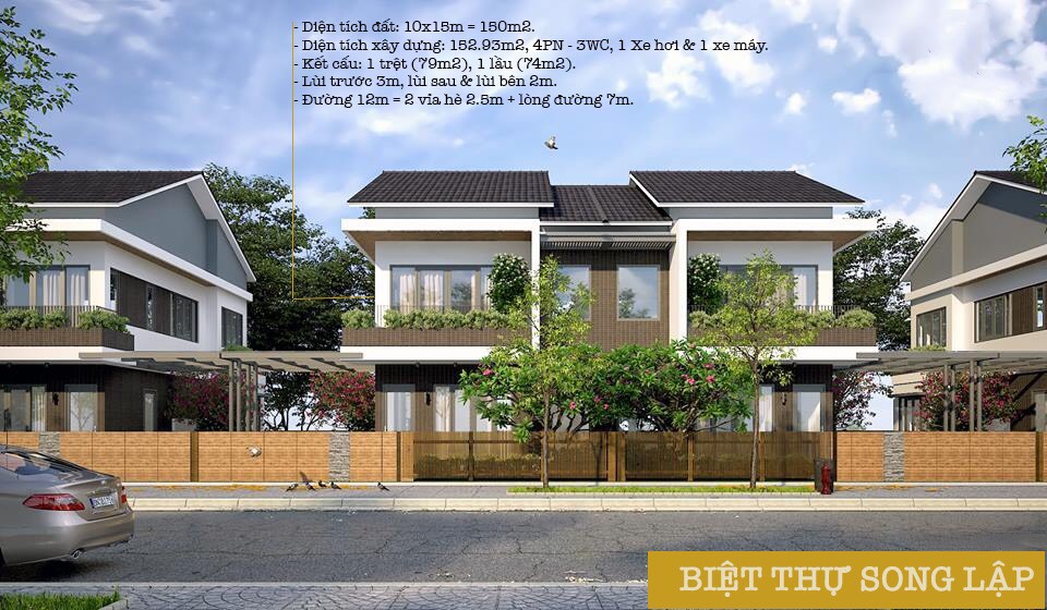 phối cảnh biệt thự song lập