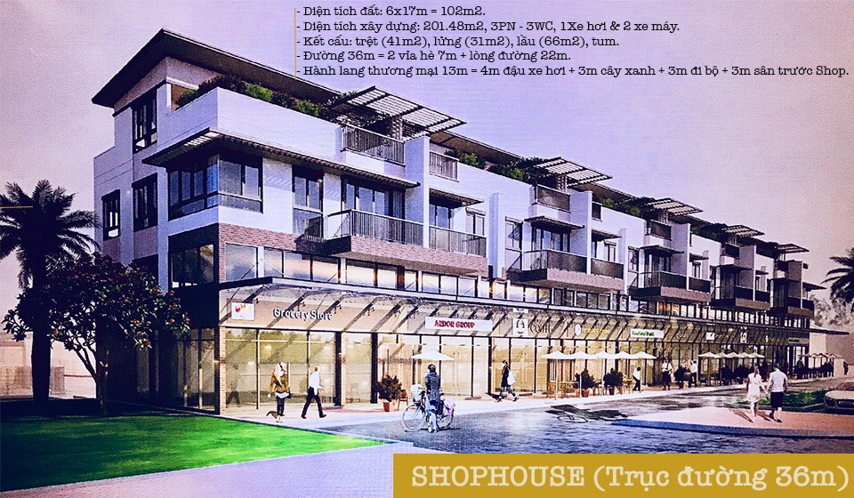 phối cảnh nhà phố shophouse đường 36m