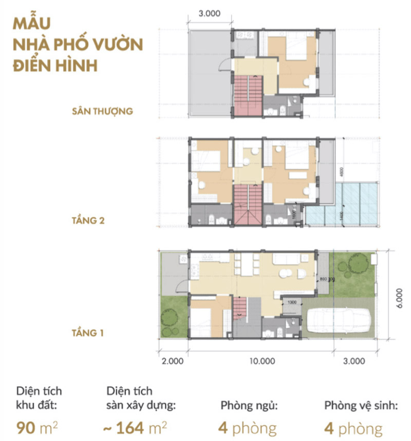 nhà phố vườn waterpoint 1 trệt 2 lầu